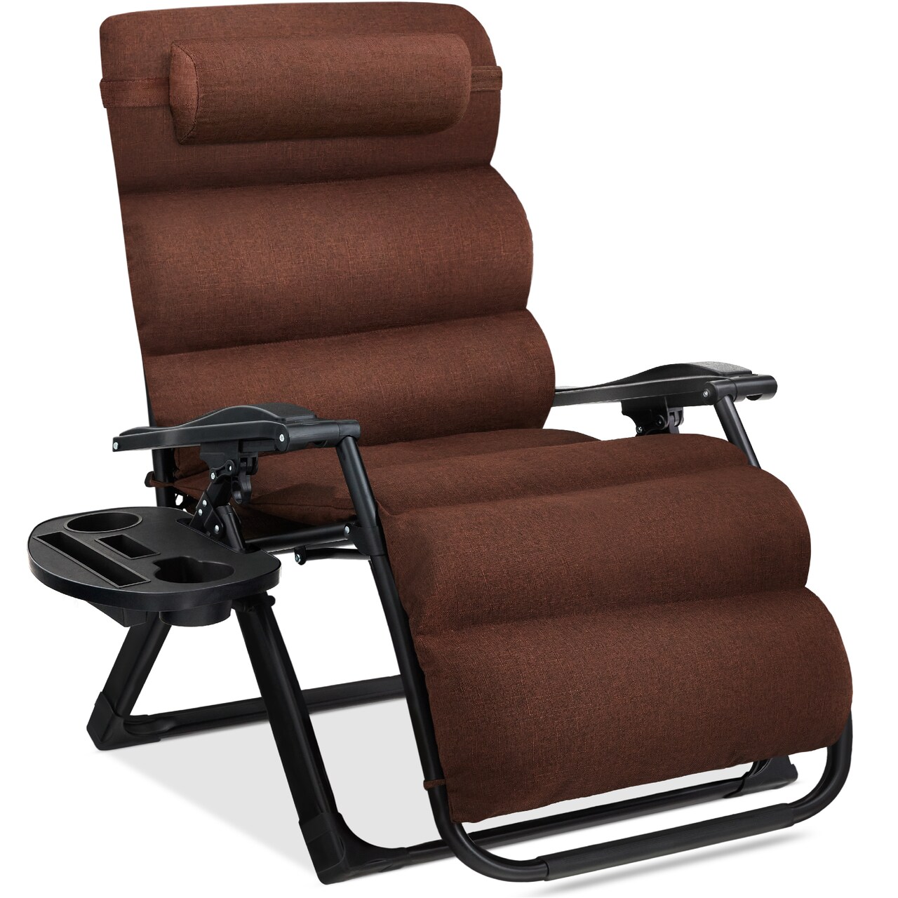 Best Choice Products Oversized Zero Gravity Chair, Folding Recliner w/ Removable Cushion, Side Tray